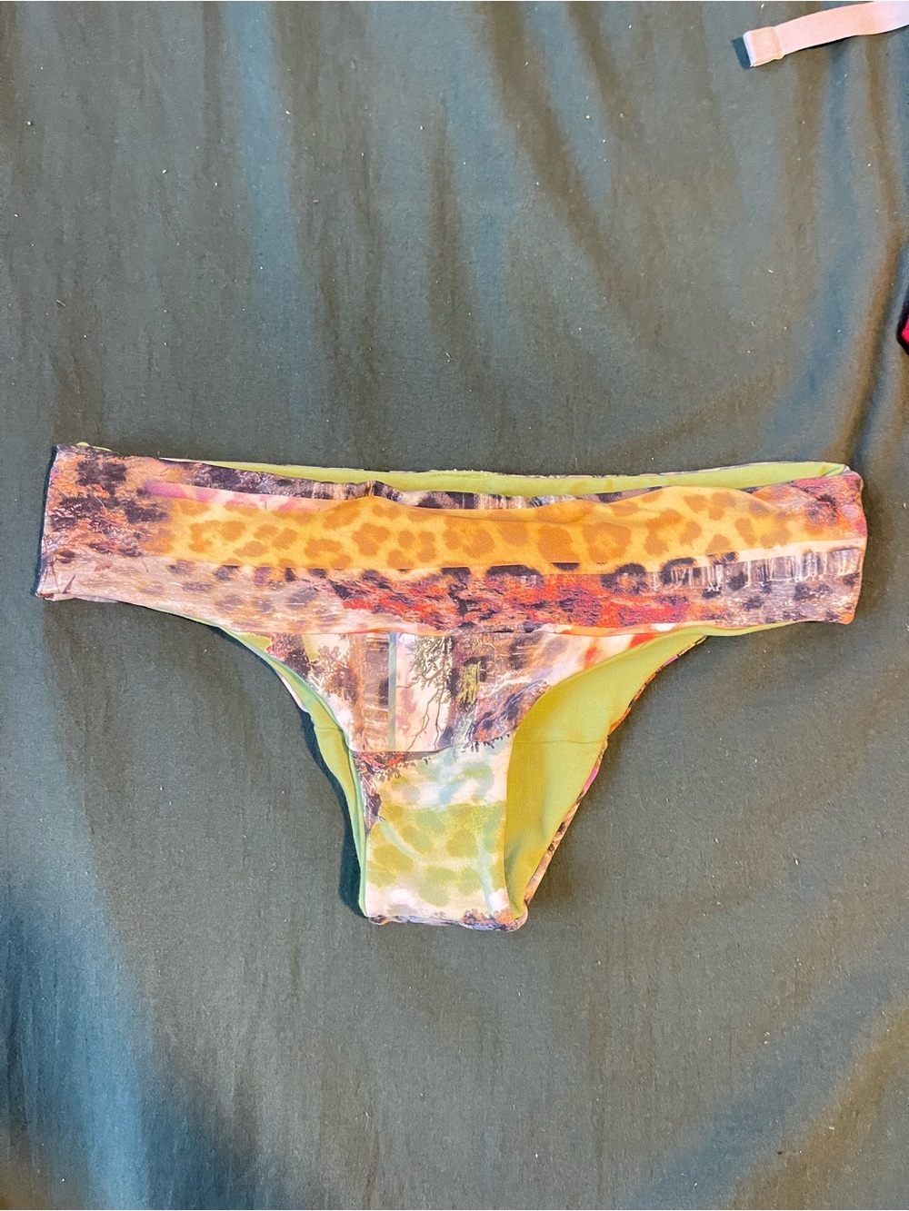 San Lorenzo Multicolor Leopard-Print Bikini Bottoms in Yellow and Green